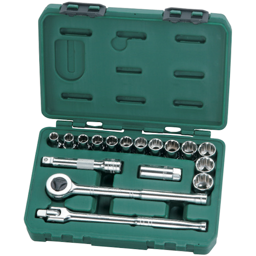 SATA 09086 Socket Set 17pc, 1/2", 2kg, Metric